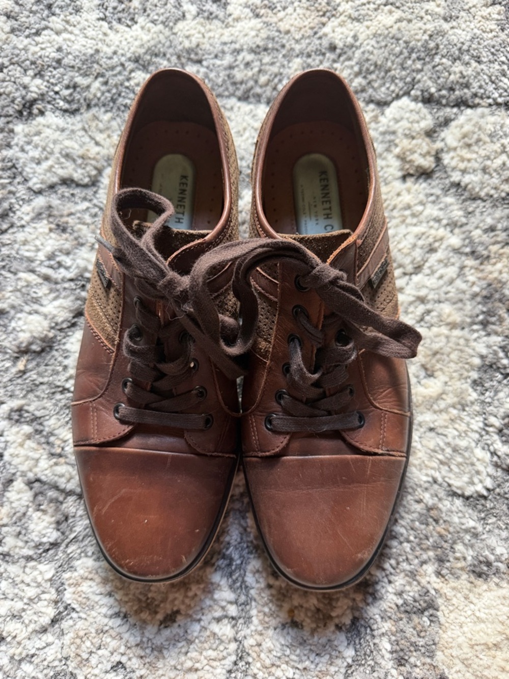 Kenneth Cole Brown Leather Lace-Up Men's Sneakers